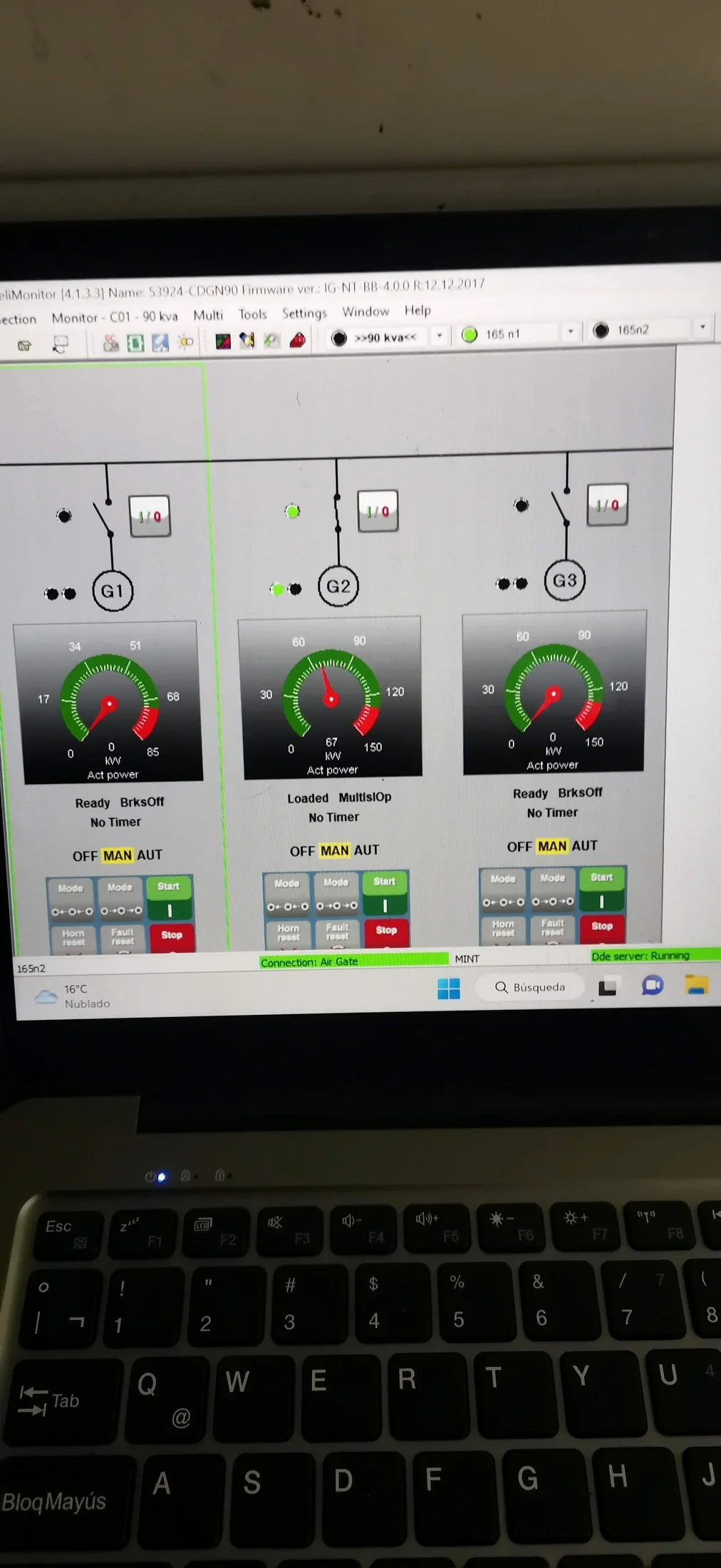 Monitoreo y diagnóstico del control de un generador